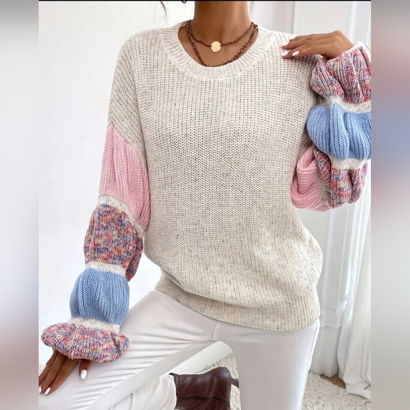 Gathered Sleeve Drop Shoulder Sweater - Picture 4 of 8